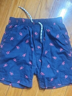 Toddler Boy Kenneth Cole Navy Athletic Shorts with Red Lobster Print